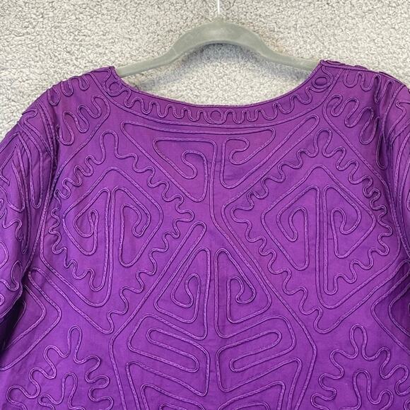Catherines Maggie Barnes Jacket 14P 16P Artsy Aztec 3/4 Sleeve Lined Purple - Picture 9 of 11